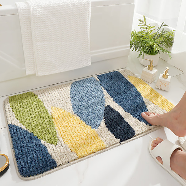 Badrumsmatta Mjuk Absorberande Badmatta, Treer Mikrofiber Flockning Badmatta Anti-Slip Badmatta Duschmatta Tvättbar Badmatta