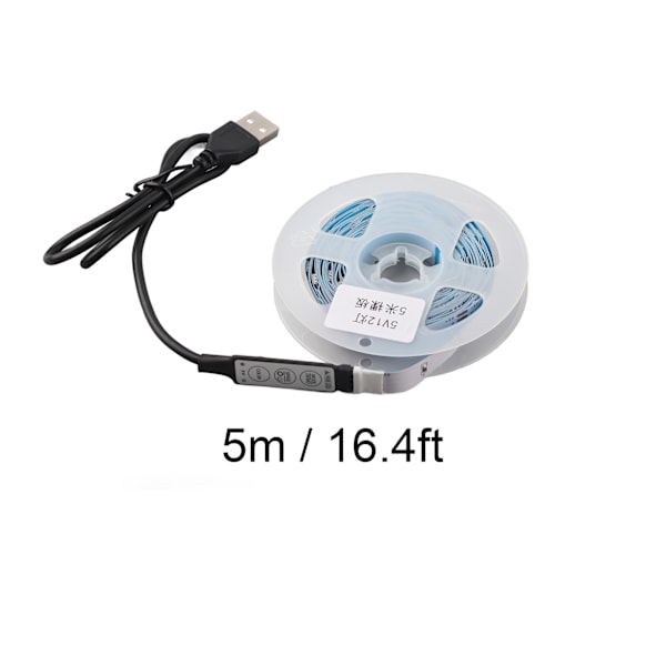 LED RGB Stripe Lys 5V Knappkontroll Tape Lys Fargeendring USB Drevet Stripe Lys For Soverom 5m / 16.4ft