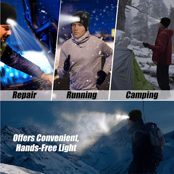 LED-klättercampinghatt Luminous stickad hatt varm ull h