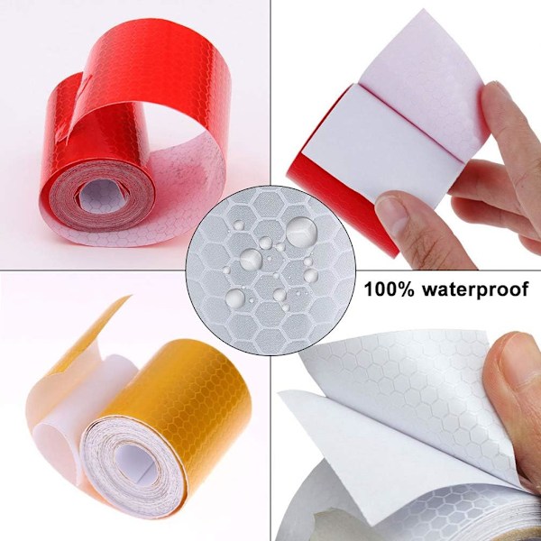 Reflekterende tape 3 stk. Reflekterende tape sikkerhedsrefleks tape advarsel nat synlighed med honeycomb pil 5cm x 3m