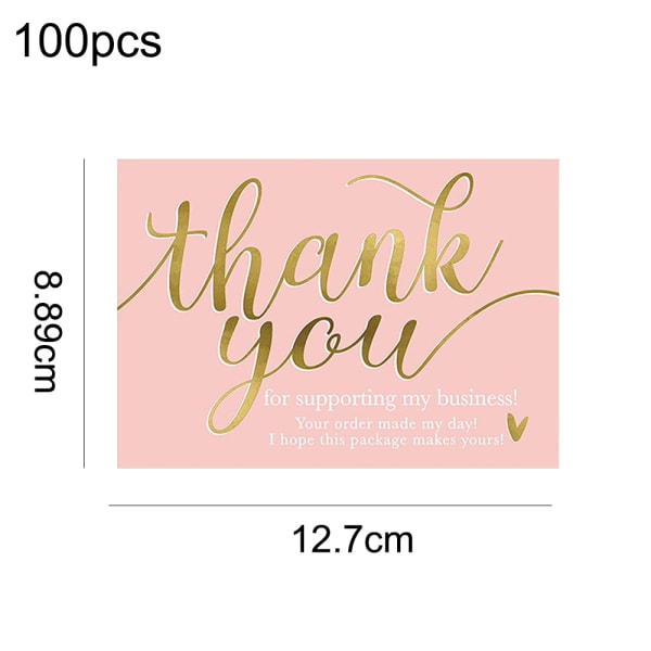 100 st 2x3,5 tum Tack för ditt stöd Visitkort, rosa a