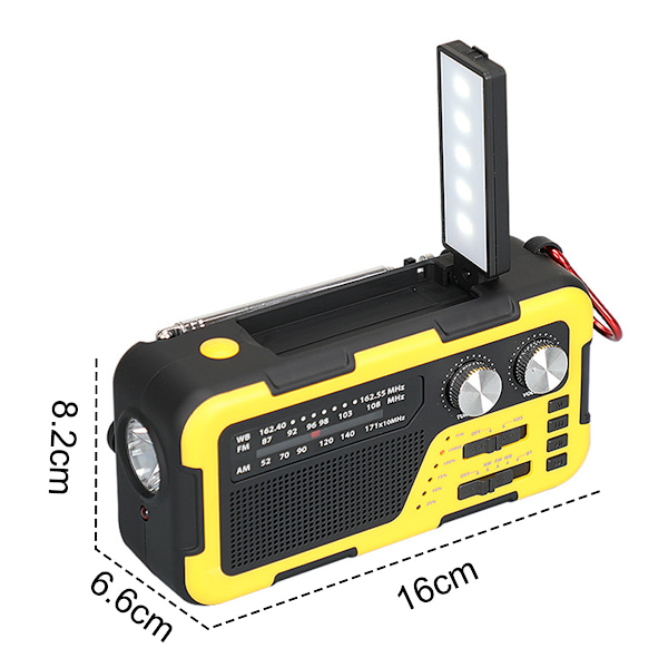 Hätätilanteen sääradio, kannettava, aurinkolatauksella, käsikammella, AM/FM/NOAA-sääradio