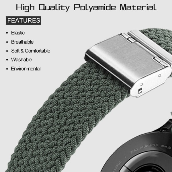 Sport Nylon flettet rem 22 mm kompatibel med Samsung Watch