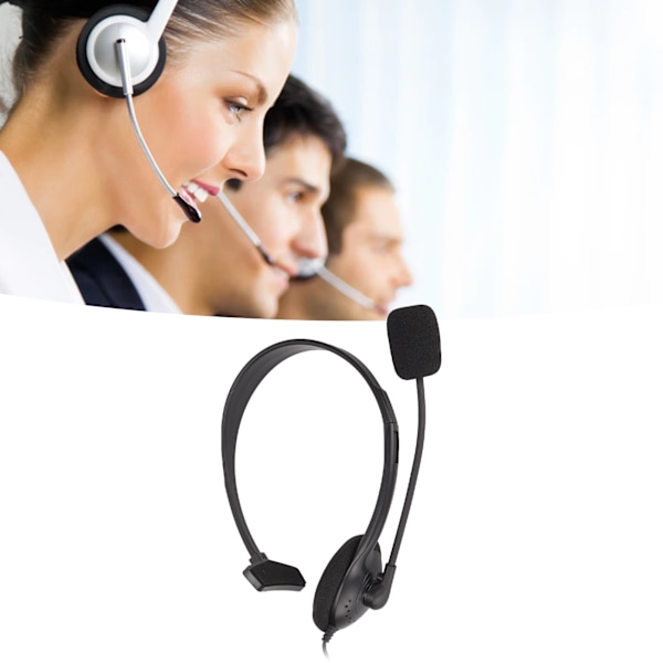 S480 Telephone Headset 3.5mm Plug Noise Reduction Adjustable Single Ear Customer Service Headset for Computers Black