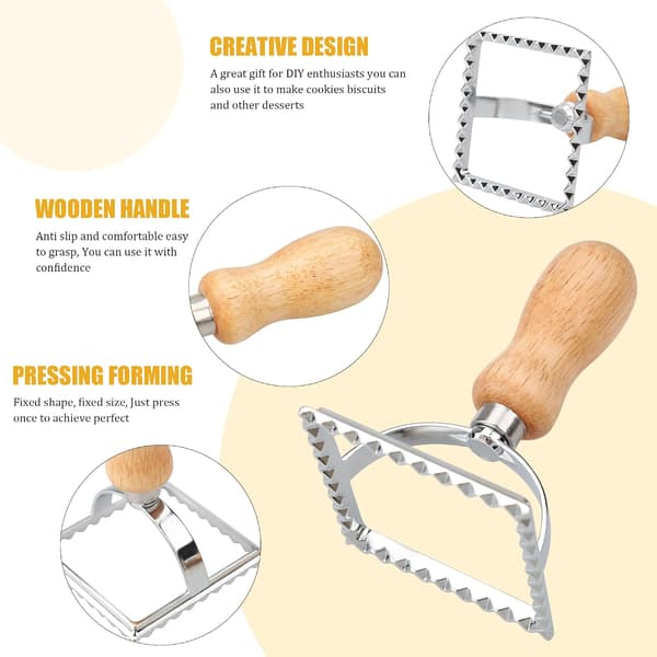 Stainless Steel Cookie Stamps with Wooden Handle, Custom Embossed Biscuit Stamp for Baking, Durable Cookie Decorating Tools (Large Square)
