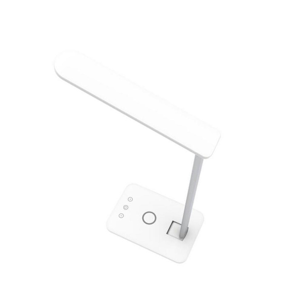 LED-skrivebordslampe med QI trådløs smart oplader, natbordslampe til hjemmekontor, dæmpbar lysstyrke, 3 lysfarveændringstilstande og