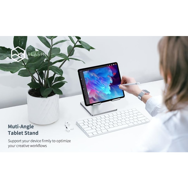 Tabletstativ for skrivebord, stabil tabletholder med tung og
