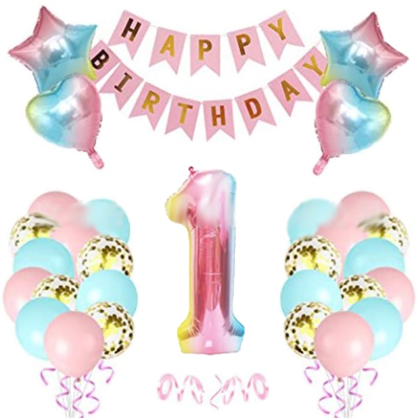 Gradienttivärijousi Syntymäpäiväilmapallot Koristeet Pinkki ja sininen B