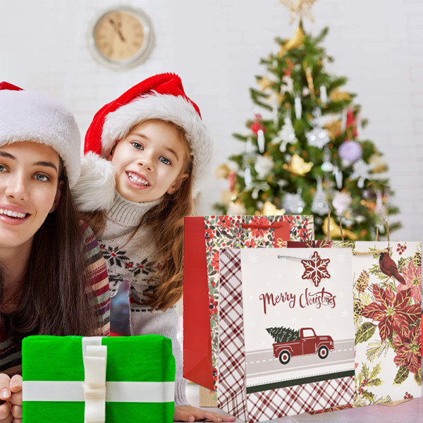 Jul Tygpåsar Återanvändbar Holiday Livsmedelsaffär Papperspresent