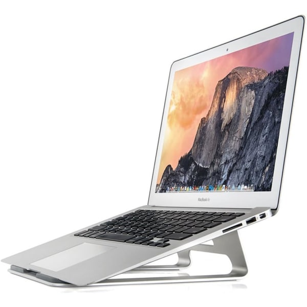 Aluminium-skrivebordsstativ til Apple MacBook og alle bærbare computere (sølv)