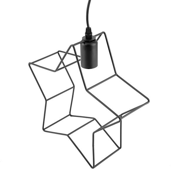 Stjärnformad Pendellampa, Halvinfälld Taklampa för Kök Matsal, Rustik Industriell Taklampa i Svart Järn, Kompatibel med E27-lampa, Perfekt