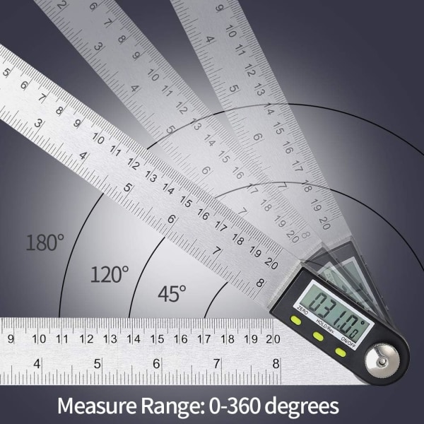 Vinkelmåler digital vinkellineal med LCD-display, vinkelmåling i rustfrit stål, vinkeldisplay til træværk, hjemmearbejde, håndværkere, 360° vinkel