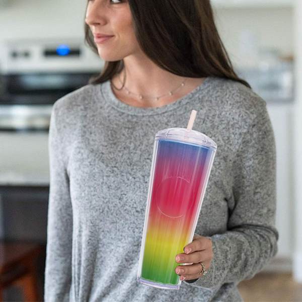 750 ml kuppelformet kaldtvannskopp, drikkebeger, dobbeltlags plast
