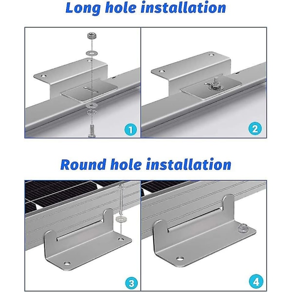 4 stk solcellepanel montering solcellepanel brakett Z-solcelle brakett Z-solcellepanel aluminium braketter med muttere og bolter for campingvogn, båt, bil, lastebil