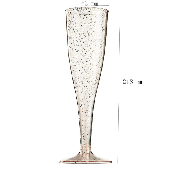 24 Plast Champagne Flutes Disponibel | Guld Glitter Plast