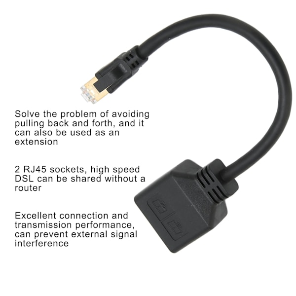 RJ45 Ethernet-sovitinkaapelin jatke 1-2 porttiin Erinomainen yhteydensiirtojakaja Sovitin kotitoimistoon