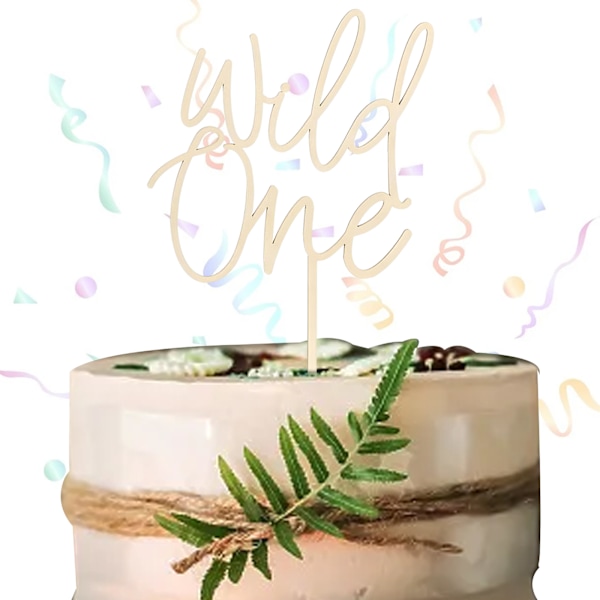 Wild One -kakkukoriste, puinen kakkukoriste, kakkukoriste 1. syntymäpäivälle, yksi syntymäpäiväkoriste, kakkukoriste syntymäpäivälle on ihanteellinen