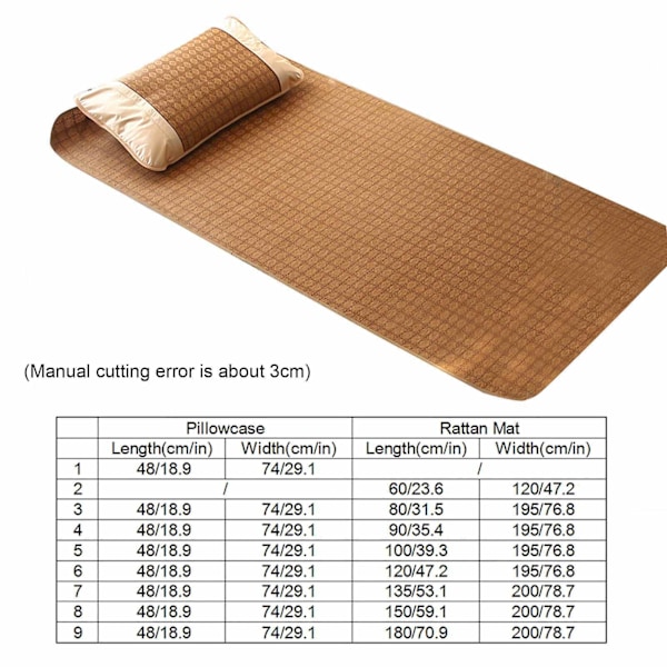 Hemtextil Rattanmatta Nät Anpassad Lakanuppsättning Sommar Svalt Sängöverdrag (80*195cm Kuddfodral*1)