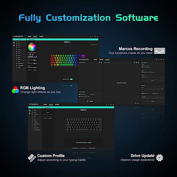Bluetooth/2.4G/USB 60% Mekaniskt SpelTangentbord RGB