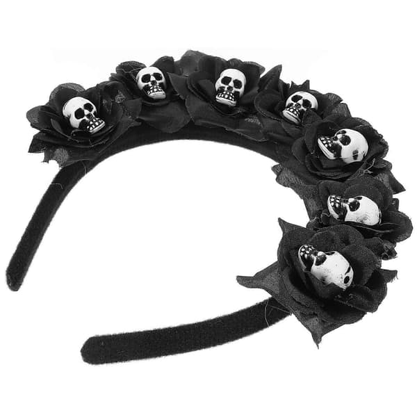 Halloween Skelet Blomst Hårbånd til Hår Brug Sort Tilbehør