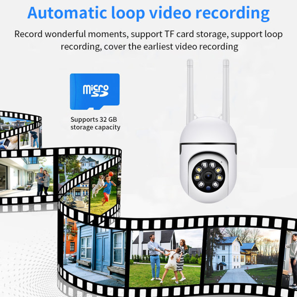 Säkerhetskamera, trådlös WiFi-kamera för hemsäkerhet
