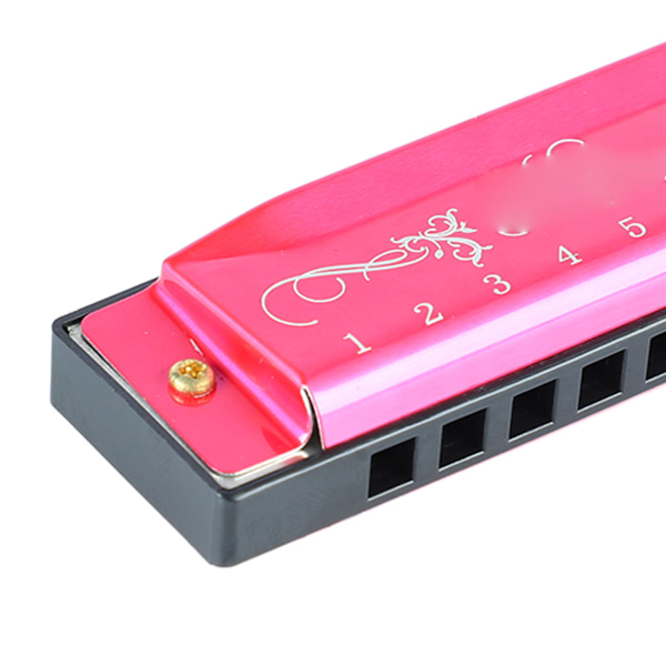 Harmonika 10 Huller 20 Melodier C-Tone Professionel Standard Mundharmonika med Etui til Børn Begynder Rose Rød