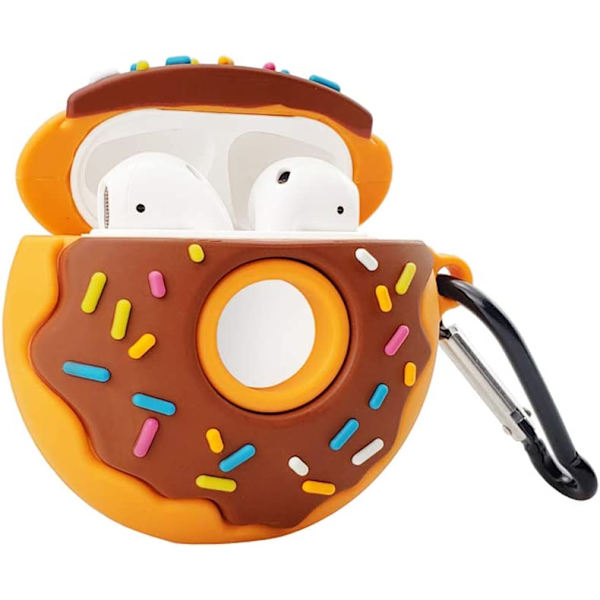 Sopii Airpods 1 ja 2 silikonisuojakoteloihin $ Pehmeä silikoni 3D Cute Airpods 1 ja 2 suojakotelot $ Donut kuulokekotelot sopivat