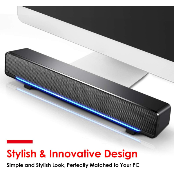 USB-drevne Soundbar-højttalere til computer, bærbare computere, sort (USB)