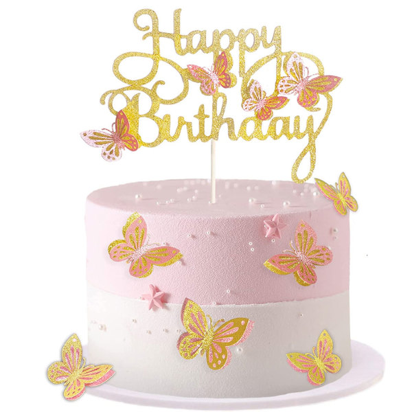 13pcs 3D Butterfly Cake Toppers, for Girls Women's Birthday