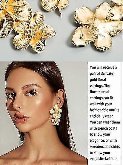 Guld Blomsterøreringe Guld Dingleøreringe Til Kvinder Romantiske Boho Blomster Statement Øreringe Til Bryllupsfest Smykker