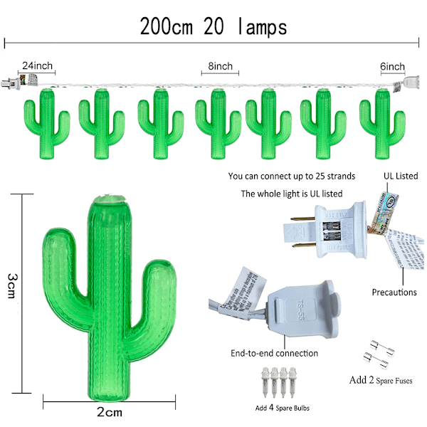 6,5ft utomhus ananas ljusslingor sommar uteplats batteridriven