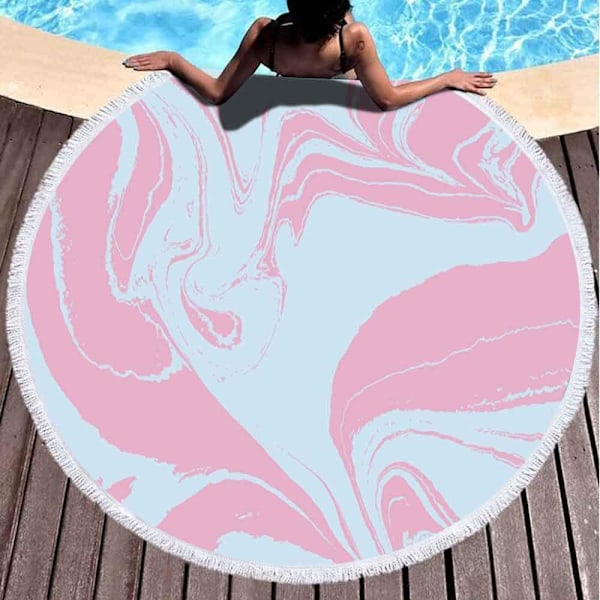 Beach Round Towel, Quick Dry Beach Towel Luxury Art i östra St Multi 7 60"