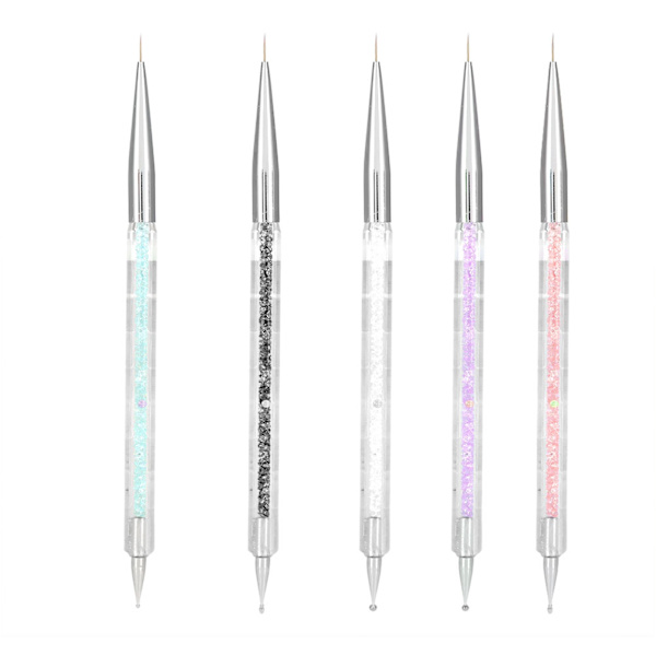 5-pack dubbelhuvudade kristallprickverktyg för manikyr, målningsverktyg, prickpenna, nagelkonstfärgset