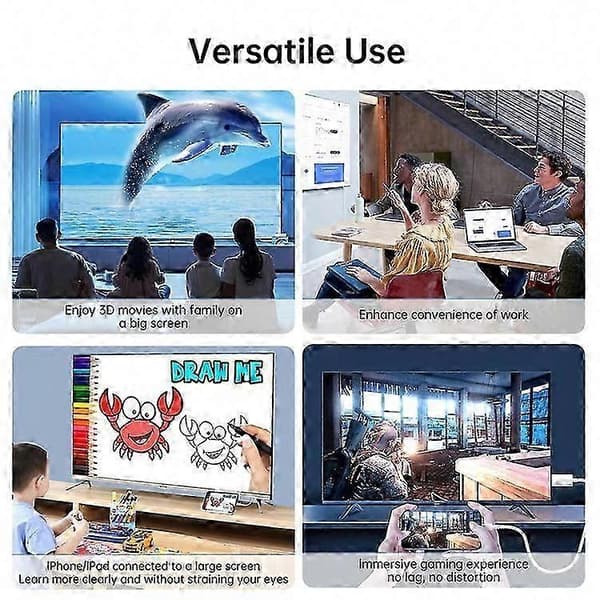 4m Lightning til HDMI-kabel 2K HD Digital AV-adapter Synkroniseringsskærmstik Kompatibel til TV-projektor