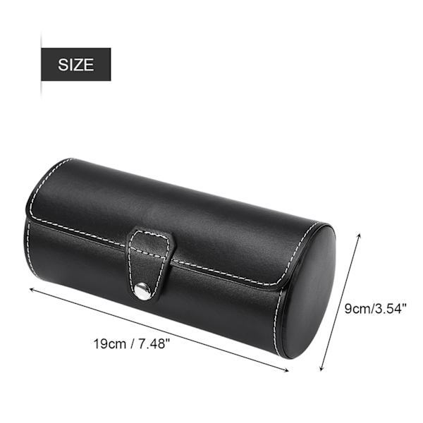 3 Galler Cylinder Klockrullhållare Armbandsur Displayfodral Smycken Presentförvaringslåda (Svart)