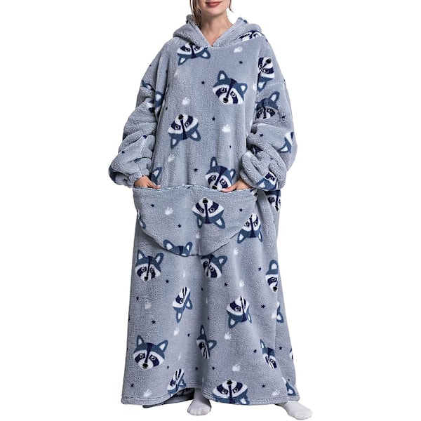 Ekstra lang hettegenser-teppe, oversized teppe-hettegenser, teppe med ermer og hette, teppegenser i én størrelse for menn, kvinner og voksne