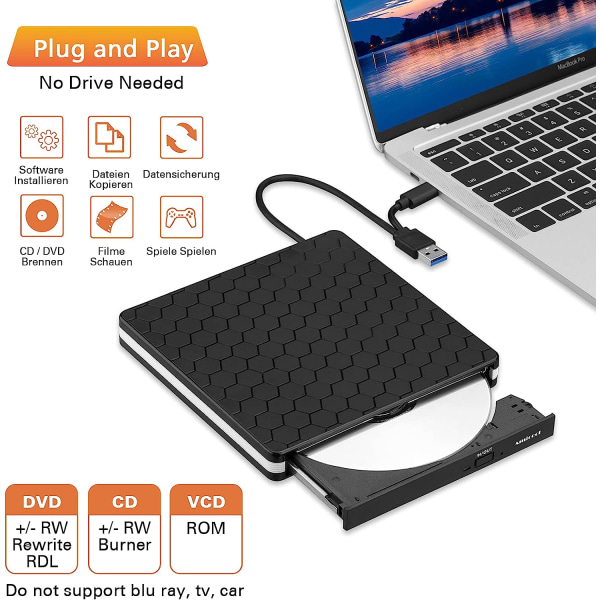 Eksternt DVD-drev, Amicool USB 3.0 Type-C CD DVD +/-RW optisk