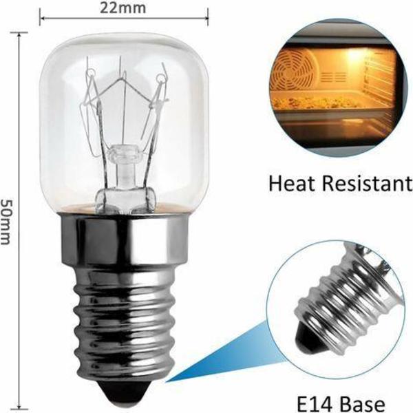 Ovnpære 25w 300 Grader E14 Dæmpbar, Ac220v-240v, E14 T22 Glødepære, 120lm Varm Hvid 2300k, E14 Lille Skruebase Pygmælamper Til