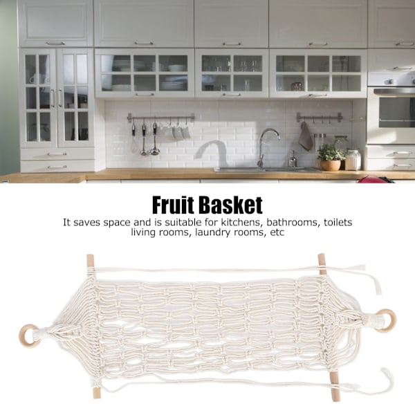 Elegant Makramé Fruktkorg, Hängande Förvaringskorgar För Kök, Badrum, Vardagsrum Med Säkert, Robust Och Hållbart Material Och Stark Bärighet