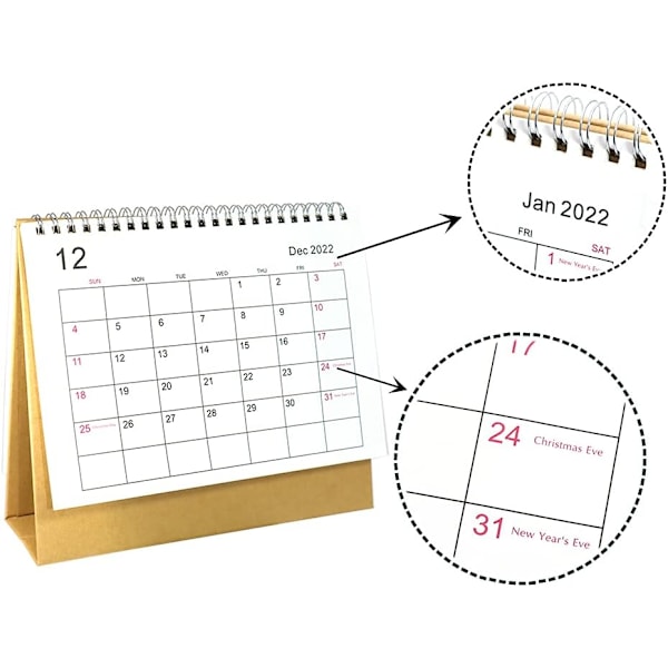 2022 Stående skrivebordskalender Månedsbord Stå opp kalender