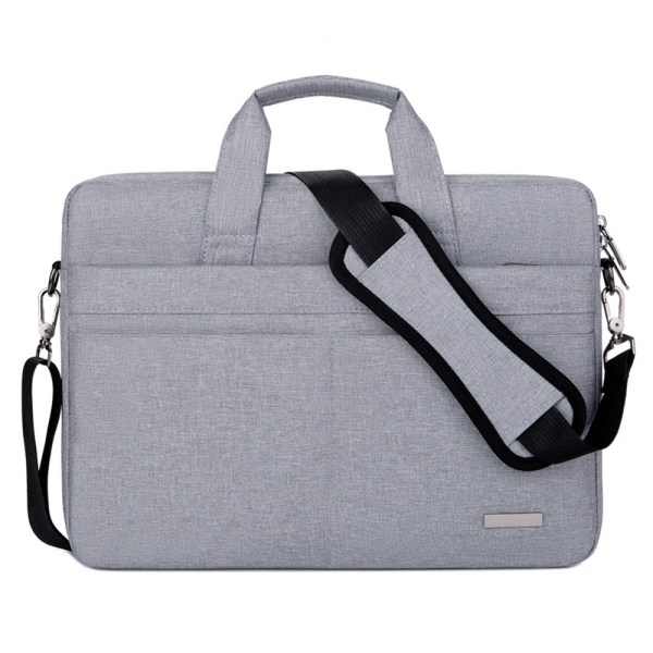 Laptoptaske, 15,6 tommer, vandtæt, stødsikker, notebook-skuldertaske, med skulderrem og skjult håndtag, grå