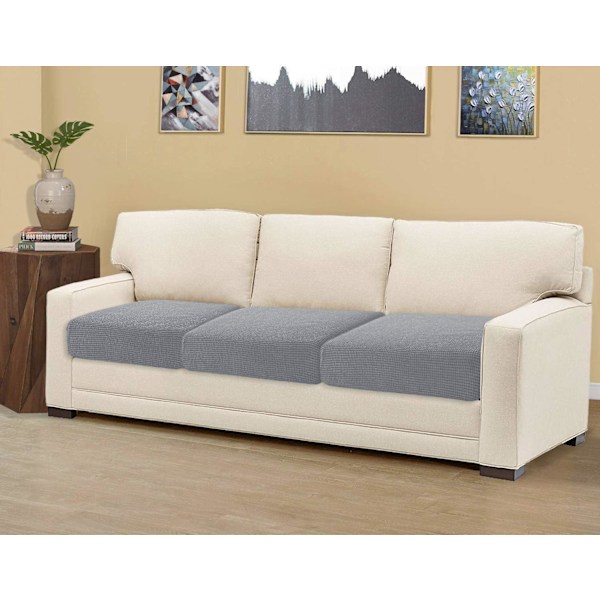 Stretchig soffkuddefodral soffkudde möbelskyddsfodral sofföverdrag för soffa 3-delad kuddfodral för stol (ljusgrå)