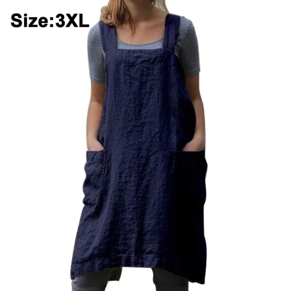 Loose Home Clothes Cotton Linen Apron for women Cross Back