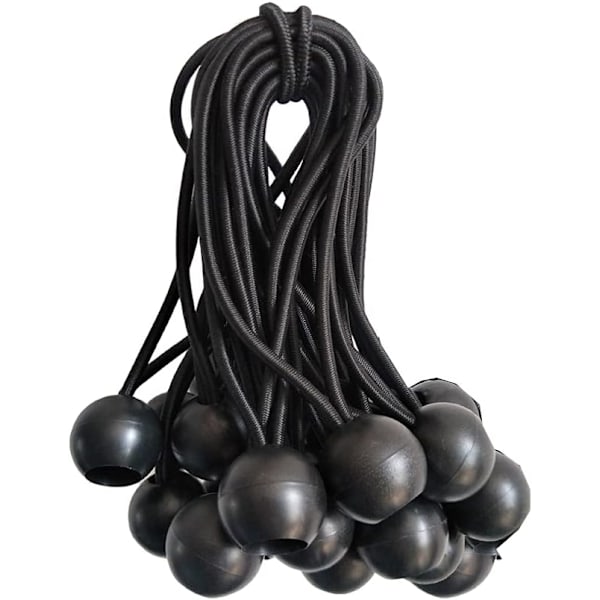 Ball Bungee Cords 20 Pakker, 5 Tommers Sorte Festestropper for Presenning, Baldakin, Veggrør, UV-bestandig