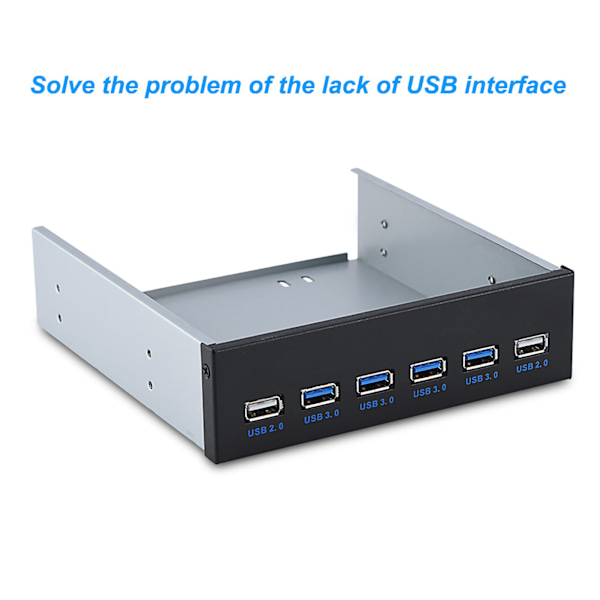 19-stifts till 4 * USB3.0 + 2 * USB2.0 6-gränssnitt Metall Frontpanel USB-hubb