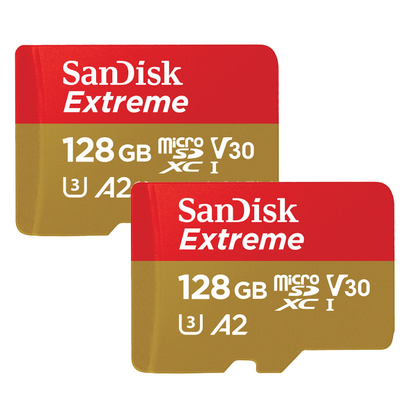 Sett med 2 128 gb Micro SD-kort høyhastighets vanntett SD-kort Micro SD videoopptak Bærbart minnekort SD-kort for Drone, Dash Cam, Kamera,