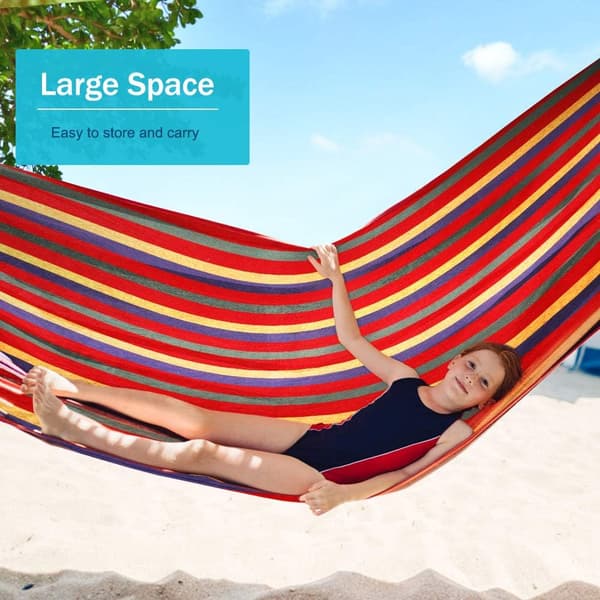 Upgraded Durable Canvas Camping Hammock, Single Beds with Two Balance Beams, 220*150cm