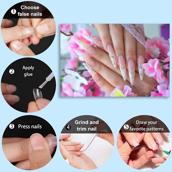 Curvy Nail Tips Lang rett firkantet ballett Nail Tips Neglesalong