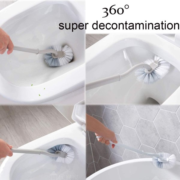 Toalettskålborste, badrumsborste med kompakt handtag, böjd design
