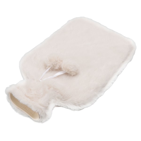Varmtvannsflaske 2000ML Vanninjeksjon Varmtvannspose Med Plysjtrekk for Ubehag Linderung Beige